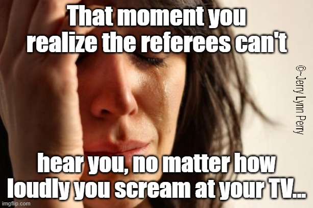 Bad Calls | That moment you realize the referees can't; hear you, no matter how loudly you scream at your TV... | image tagged in memes,first world problems,sports,sports fans | made w/ Imgflip meme maker