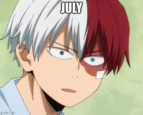 Surprised todoroki | JULY | image tagged in surprised todoroki | made w/ Imgflip meme maker