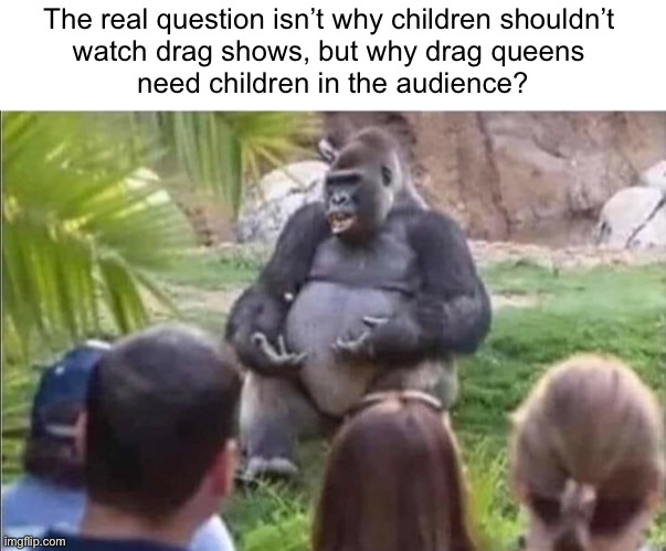 Bueller…Bueller…Anybody? | The real question isn’t why children shouldn’t 
watch drag shows, but why drag queens 
need children in the audience? | image tagged in drag | made w/ Imgflip meme maker