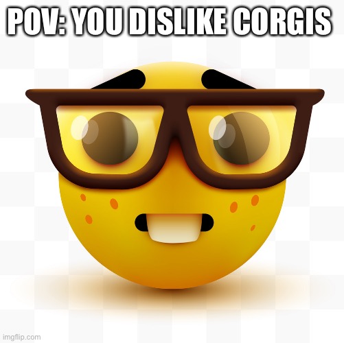 Nerd emoji | POV: YOU DISLIKE CORGIS | image tagged in nerd emoji | made w/ Imgflip meme maker