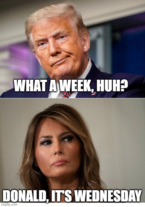 Trump's week | WHAT A WEEK, HUH? DONALD, IT'S WEDNESDAY | made w/ Imgflip meme maker