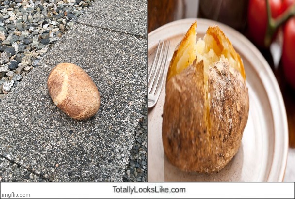 Rock looking like a baked potato | image tagged in totally looks like,rock,rocks,potato,baked potato,memes | made w/ Imgflip meme maker