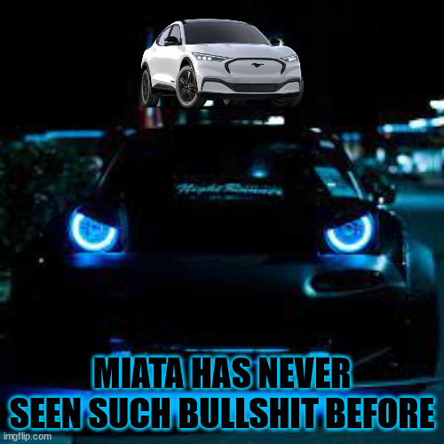 Miata has never seen such bullshit before | MIATA HAS NEVER SEEN SUCH BULLSHIT BEFORE | image tagged in miata has never seen such bullshit before | made w/ Imgflip meme maker