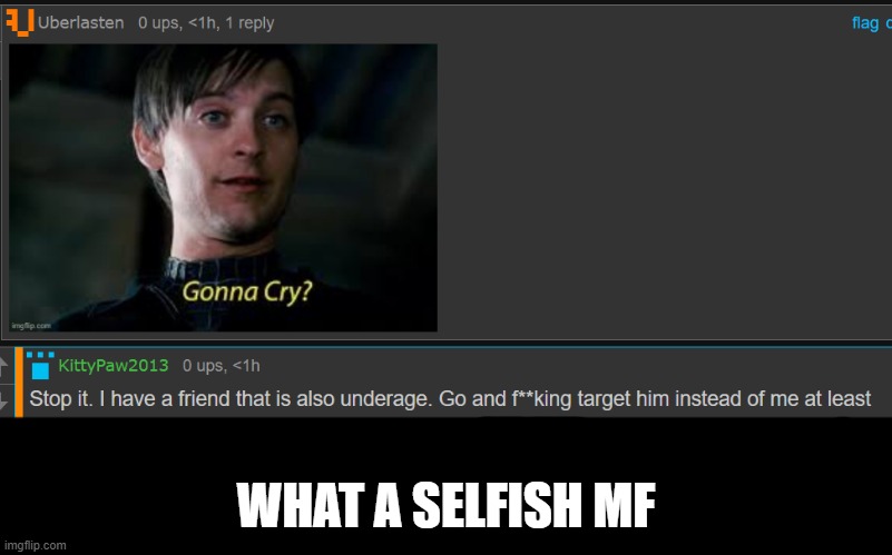 just, WOW | WHAT A SELFISH MF | made w/ Imgflip meme maker