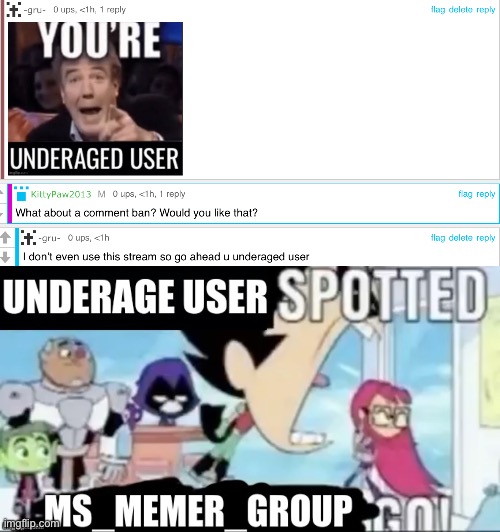 https://imgflip.com/i/74le1j | image tagged in underage user spotted msmg go | made w/ Imgflip meme maker