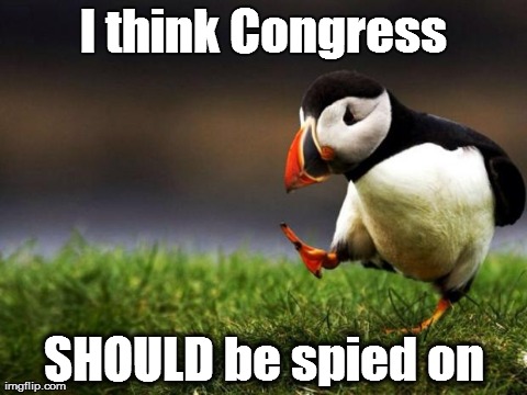 Unpopular Opinion Puffin Meme | I think Congress SHOULD be spied on | image tagged in memes,unpopular opinion puffin,AdviceAnimals | made w/ Imgflip meme maker