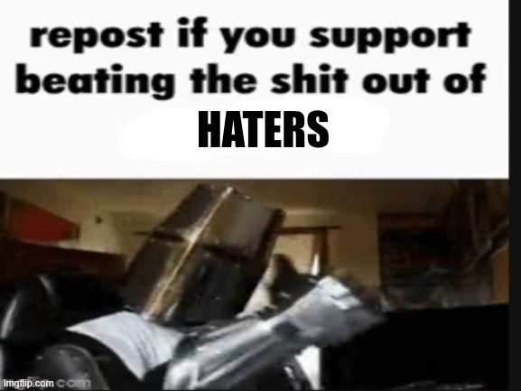 beat haters | HATERS | image tagged in repost if you support beating the shit out of pedophiles | made w/ Imgflip meme maker