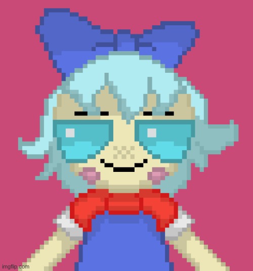 Pixel Cirno thingy (Not my oc, This is one made from _Mrtopcookie_! Hope you enjoy) | image tagged in fun,pixel cirno,real,fr fr ong | made w/ Imgflip meme maker