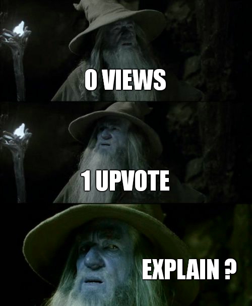 Confused Gandalf Meme | 0 VIEWS 1 UPVOTE EXPLAIN ? | image tagged in memes,confused gandalf | made w/ Imgflip meme maker