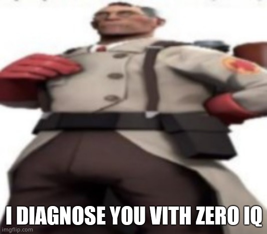 Him | I DIAGNOSE YOU VITH ZERO IQ | image tagged in the medic tf2 | made w/ Imgflip meme maker