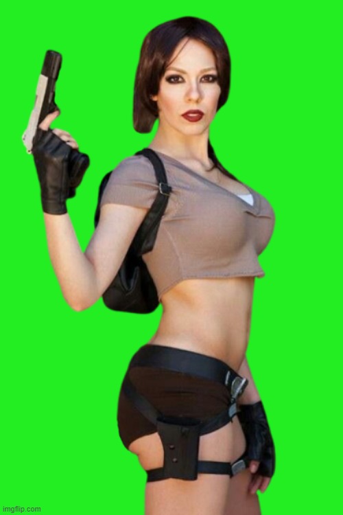 Lara Croft cosplay | image tagged in lara croft cosplay | made w/ Imgflip meme maker