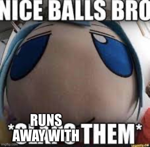 nice balls bro | RUNS AWAY WITH | image tagged in nice balls bro | made w/ Imgflip meme maker