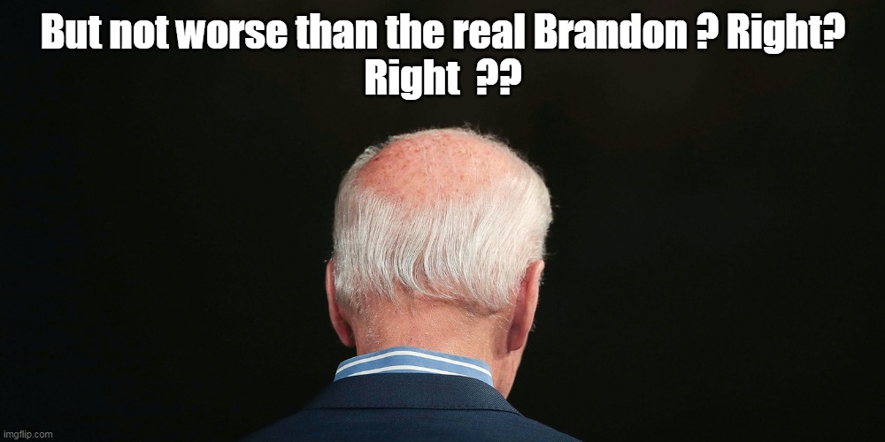 But not worse than the real Brandon ? Right?
Right  ?? | made w/ Imgflip meme maker