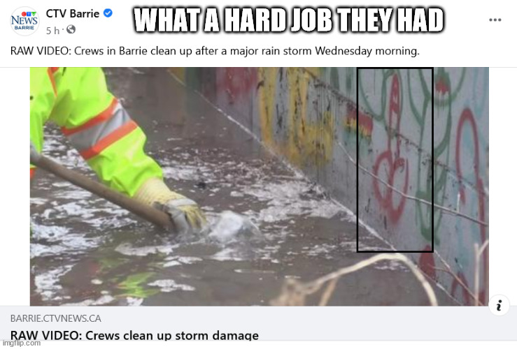Graffiti | WHAT A HARD JOB THEY HAD | image tagged in graffiti,spray painting,phallic,storm,news,barrie | made w/ Imgflip meme maker