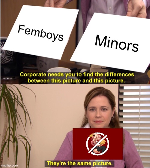 They're The Same Picture Meme | Femboys; Minors | image tagged in memes,they're the same picture,femboy,minorities,pedophilia | made w/ Imgflip meme maker