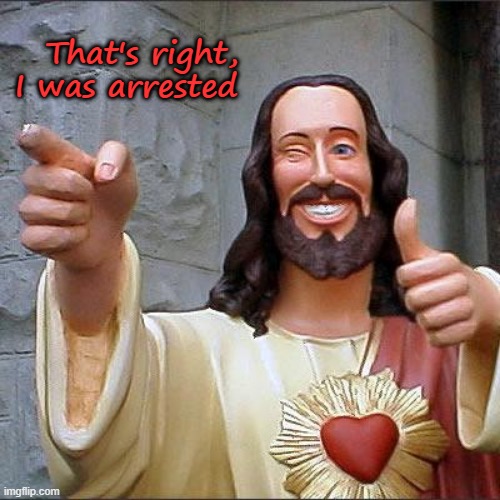 Just Another Felon | That's right, I was arrested | image tagged in jesus,prison,jail,mtg,indicted | made w/ Imgflip meme maker