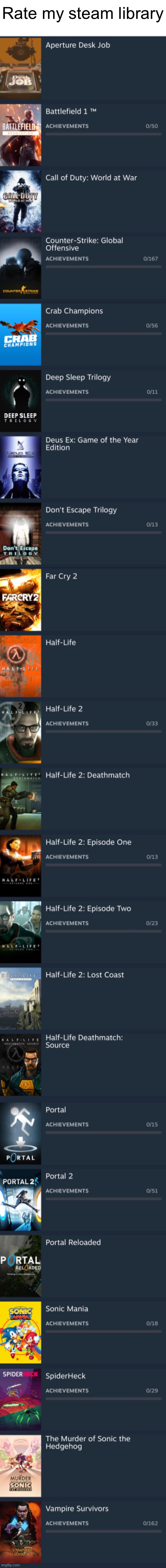 Rate my steam library | image tagged in blank white template | made w/ Imgflip meme maker