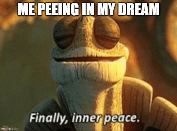 Finally, inner peace. | ME PEEING IN MY DREAM | image tagged in finally inner peace | made w/ Imgflip meme maker