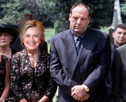 Hillary Clinton at funeral with Tony Soprano Blank Meme Template