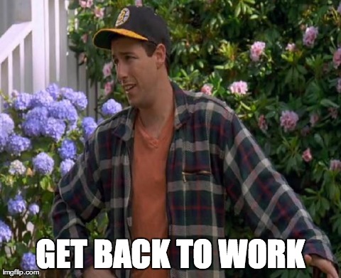 GET BACK TO WORK | image tagged in happy gilmore | made w/ Imgflip meme maker