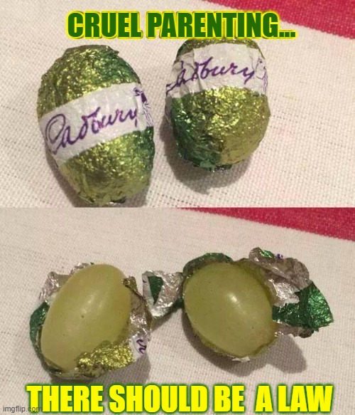 "Happy" Easter... more like the Grapes of Wrath | CRUEL PARENTING... THERE SHOULD BE  A LAW | image tagged in vince vance,healthy,easter,happy easter,grapes,memes | made w/ Imgflip meme maker