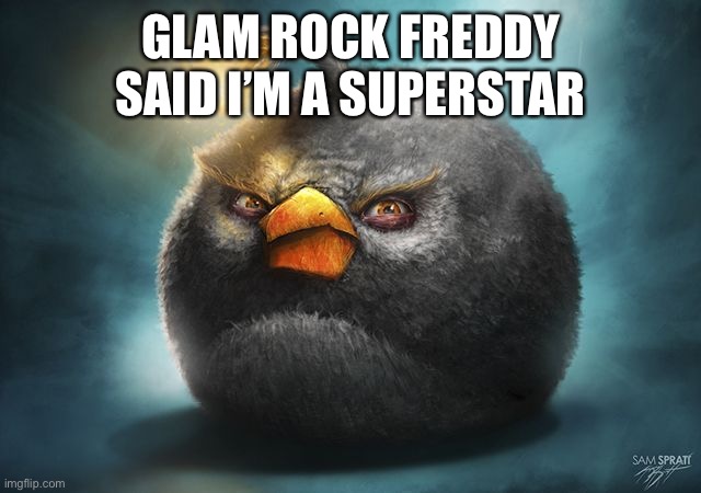 angry birds bomb | GLAM ROCK FREDDY SAID I’M A SUPERSTAR | image tagged in angry birds bomb | made w/ Imgflip meme maker