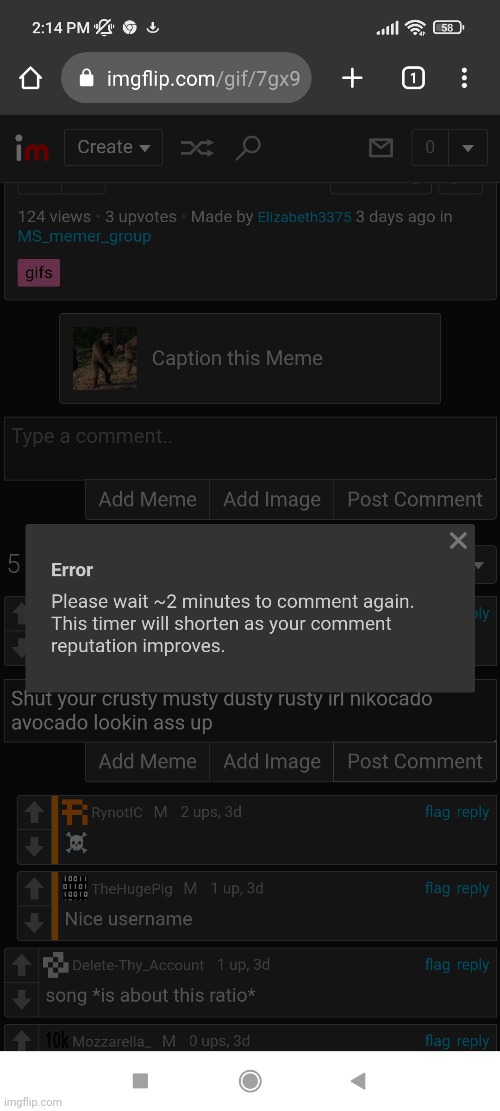 Even imgflip telling me to shut up | made w/ Imgflip meme maker