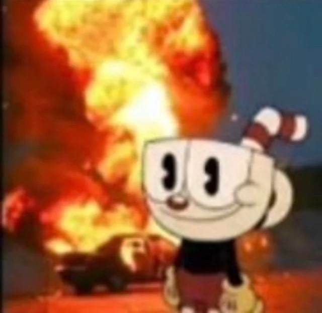 Cuphead causes a fire Blank Meme Template