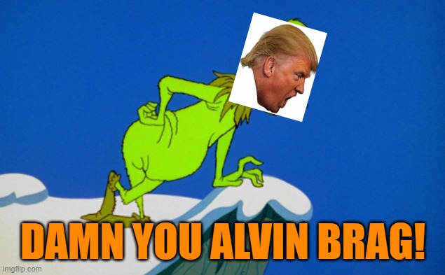 Grinch  | DAMN YOU ALVIN BRAG! | image tagged in grinch | made w/ Imgflip meme maker