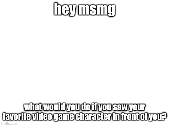 this is the  most retarted thing ive heared | hey msmg; what would you do if you saw your favorite video game character in front of you? | image tagged in blank white template | made w/ Imgflip meme maker