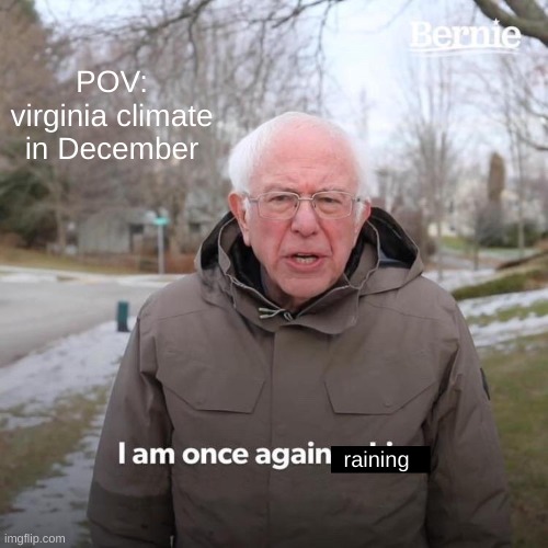 the 2nd seattle-_- | POV: virginia climate in December; raining | image tagged in memes,bernie i am once again asking for your support,rain,seattle,virginia | made w/ Imgflip meme maker