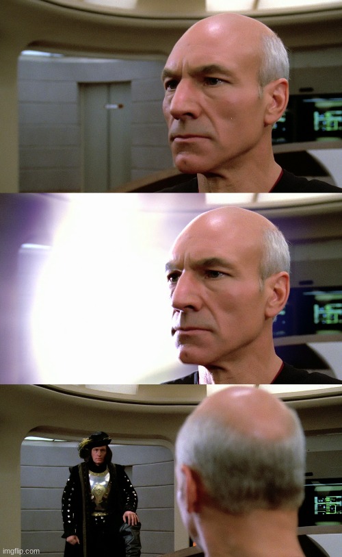 Q Enterprise D Bridge Flash Of Light Three Panels Blank Meme Template