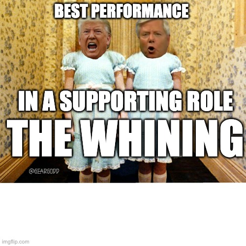 The Whining | BEST PERFORMANCE; IN A SUPPORTING ROLE; THE WHINING | image tagged in the shining,whining,donald trump,lindsey graham | made w/ Imgflip meme maker