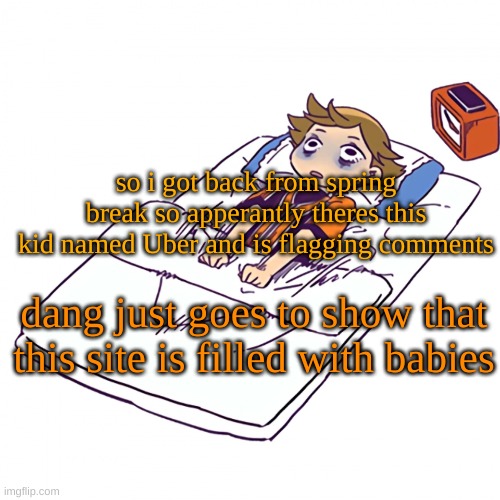attention seekers | so i got back from spring break so apperantly theres this kid named Uber and is flagging comments; dang just goes to show that this site is filled with babies | made w/ Imgflip meme maker