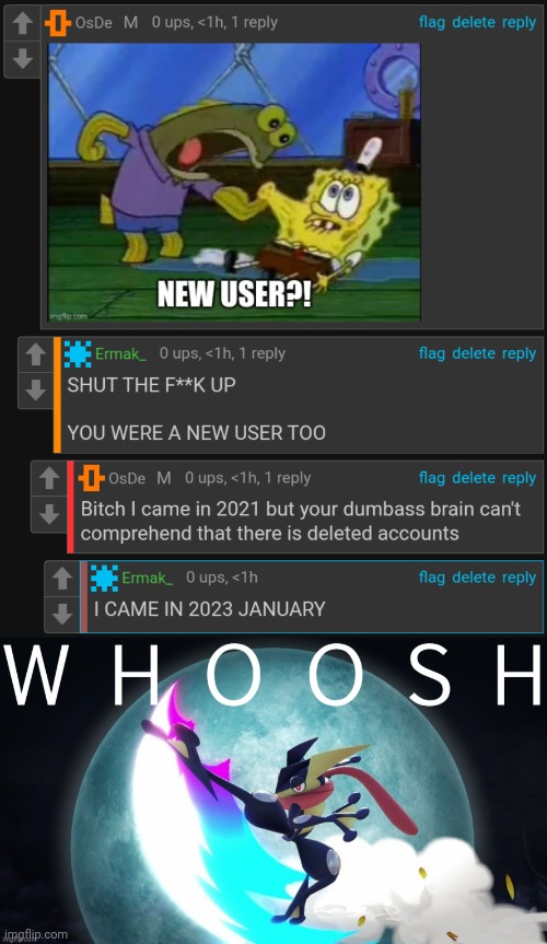 Massive r/whoosh moment | image tagged in greninja whoosh w/ text euphemia | made w/ Imgflip meme maker