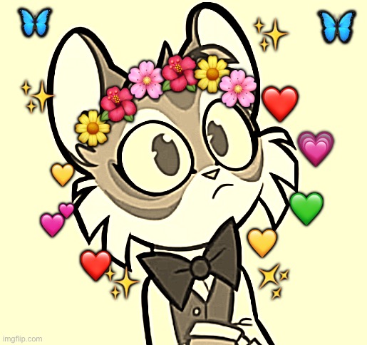 Freckle from Lackadaisy | ✨; 🦋; 🦋; ❤️; 🌺; 🌼; 🌸; ✨; 🌸; 🌺; 🌼; 💗; 💛; 💕; 💚; 💛; ❤️; ✨; ✨ | made w/ Imgflip meme maker