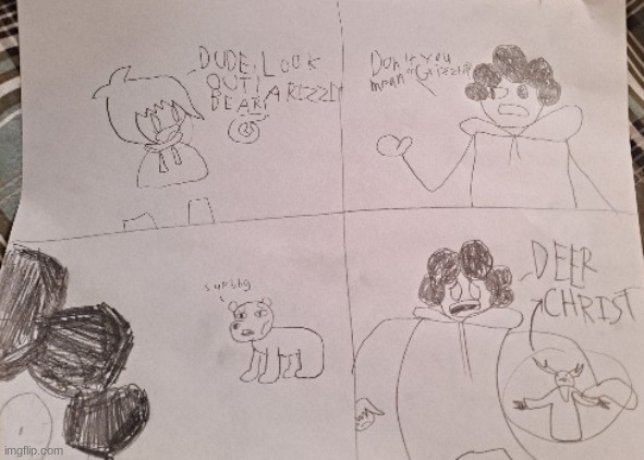 Bush Head and Cory Saladson encounter a Rizzly Bear | image tagged in bush head and cory saladson encounter a rizzly bear | made w/ Imgflip meme maker