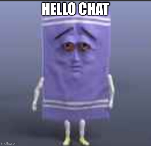 t h e  towel | HELLO CHAT | image tagged in t h e towel | made w/ Imgflip meme maker