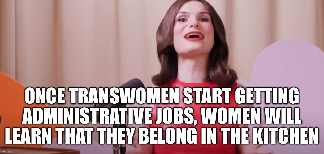 Dylan Mulvaney | ONCE TRANSWOMEN START GETTING ADMINISTRATIVE JOBS, WOMEN WILL LEARN THAT THEY BELONG IN THE KITCHEN | image tagged in dylan mulvaney | made w/ Imgflip meme maker