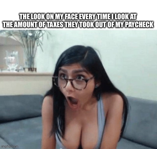 Taxes | image tagged in income taxes,work,relatable,mia khalifa,funny memes,true story | made w/ Imgflip meme maker