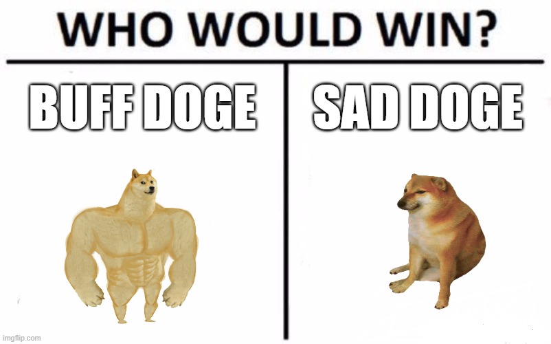 Who Would Win? | BUFF DOGE; SAD DOGE | image tagged in memes,who would win | made w/ Imgflip meme maker