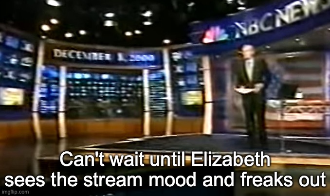 December 8, 2000 | Can't wait until Elizabeth sees the stream mood and freaks out | image tagged in december 8 2000 | made w/ Imgflip meme maker