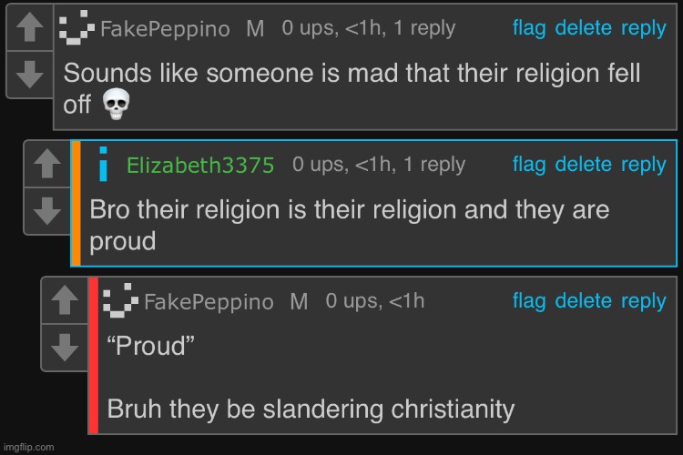 Mf thought that literally insulting christianity was being “proud of your religion” | made w/ Imgflip meme maker