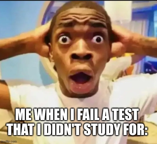 "WHAT!??!" "HOW DID THIS HAPPEN!??!" | ME WHEN I FAIL A TEST THAT I DIDN'T STUDY FOR: | image tagged in surprised black guy,school,relatable | made w/ Imgflip meme maker