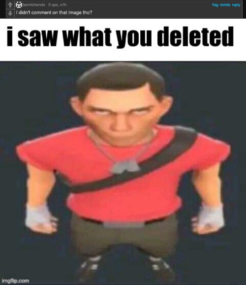 oh so we got a liar now do we? | image tagged in i saw what you deleted scout | made w/ Imgflip meme maker