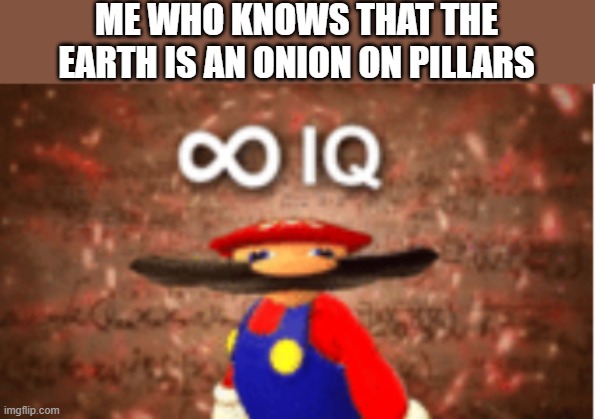 Infinite IQ | ME WHO KNOWS THAT THE EARTH IS AN ONION ON PILLARS | image tagged in infinite iq | made w/ Imgflip meme maker