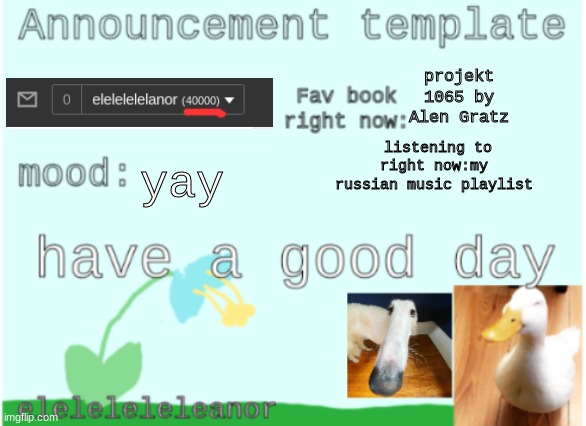 yay 40000 points | projekt 1065 by Alen Gratz; listening to right now:my russian music playlist; yay | image tagged in imgflip points | made w/ Imgflip meme maker