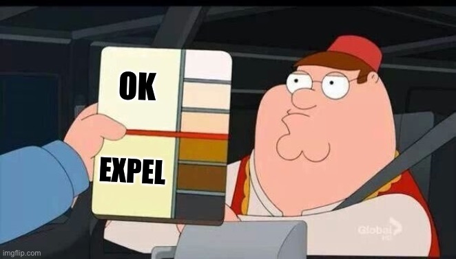 Peter Griffith TN expulsion color chart | OK; EXPEL | made w/ Imgflip meme maker