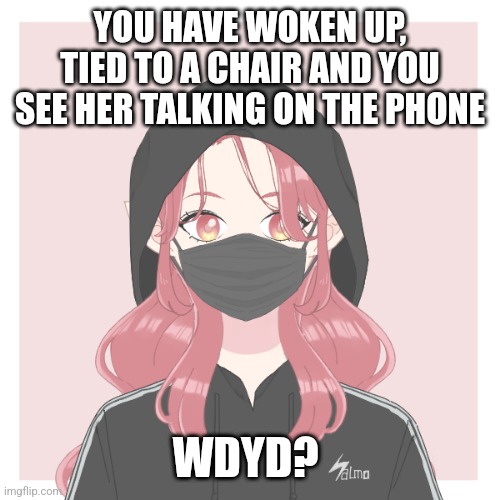 Normal rules apply | YOU HAVE WOKEN UP, TIED TO A CHAIR AND YOU SEE HER TALKING ON THE PHONE; WDYD? | made w/ Imgflip meme maker
