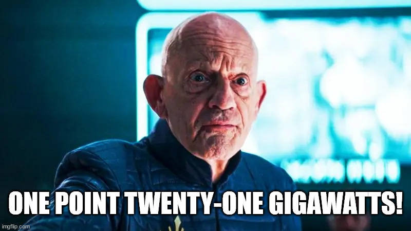 Christopher Lloyd in The Mandalorian | ONE POINT TWENTY-ONE GIGAWATTS! | image tagged in christopher lloyd in the mandalorian | made w/ Imgflip meme maker